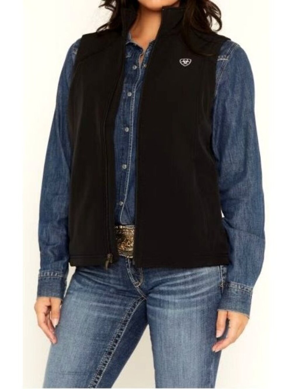 Ariat Logo Soft Shell Concealed Carry Size Small Jacket Full Zip NWT Black Vest